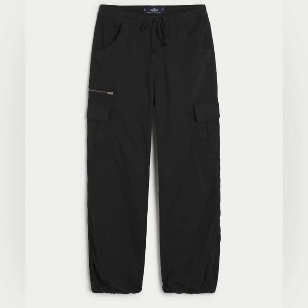 Hollister Black adjustable rise baggy parachute Pants Size L short